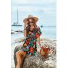 Ekouaer Women’s Cover Ups Casual Swimsuit Coverups Flowy Tie Waist Beach Cover Up Dress(Black Floral)