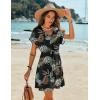Ekouaer Women’s Cover Ups Casual Swimsuit Coverups Flowy Tie Waist Beach Cover Up Dress(Black Leaf)