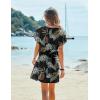 Ekouaer Women’s Cover Ups Casual Swimsuit Coverups Flowy Tie Waist Beach Cover Up Dress(Black Leaf)