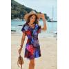Ekouaer Women’s Cover Ups Casual Swimsuit Coverups Flowy Tie Waist Beach Cover Up Dress(Black Red Leaf)