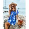Ekouaer Women’s Cover Ups Casual Swimsuit Coverups Flowy Tie Waist Beach Cover Up Dress(Blue Brush)