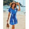 Ekouaer Women’s Cover Ups Casual Swimsuit Coverups Flowy Tie Waist Beach Cover Up Dress(Blue Brush)