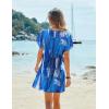 Ekouaer Women’s Cover Ups Casual Swimsuit Coverups Flowy Tie Waist Beach Cover Up Dress(Blue Brush)