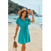 Ekouaer Women’s Cover Ups Casual Swimsuit Coverups Flowy Tie Waist Beach Cover Up Dress(Blue Green)