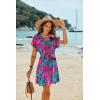 Ekouaer Women’s Cover Ups Casual Swimsuit Coverups Flowy Tie Waist Beach Cover Up Dress(Blue Rose Leaf)