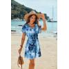 Ekouaer Women’s Cover Ups Casual Swimsuit Coverups Flowy Tie Waist Beach Cover Up Dress(Blue Tie Dye)