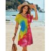 Ekouaer Women’s Cover Ups Casual Swimsuit Coverups Flowy Tie Waist Beach Cover Up Dress(Colored Tie Dye)