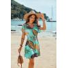 Ekouaer Women’s Cover Ups Casual Swimsuit Coverups Flowy Tie Waist Beach Cover Up Dress(Green Black Leaf)