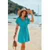 Ekouaer Women’s Cover Ups Casual Swimsuit Coverups Flowy Tie Waist Beach Cover Up Dress(Peacock Blue)