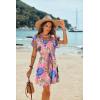 Ekouaer Women’s Cover Ups Casual Swimsuit Coverups Flowy Tie Waist Beach Cover Up Dress(Pink Blue Leaf)