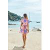 Ekouaer Women’s Cover Ups Casual Swimsuit Coverups Flowy Tie Waist Beach Cover Up Dress(Pink Blue Leaf)