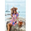 Ekouaer Women’s Cover Ups Casual Swimsuit Coverups Flowy Tie Waist Beach Cover Up Dress(Pink Blue Leaf)