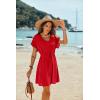 Ekouaer Women’s Cover Ups Casual Swimsuit Coverups Flowy Tie Waist Beach Cover Up Dress(Red)