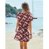 Ekouaer Women’s Cover Ups Casual Swimsuit Coverups Flowy Tie Waist Beach Cover Up Dress(Red Leaf)