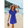 Ekouaer Women’s Cover Ups Casual Swimsuit Coverups Flowy Tie Waist Beach Cover Up Dress(Snorkel Blue)