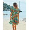 Ekouaer Women’s Cover Ups Casual Swimsuit Coverups Flowy Tie Waist Beach Cover Up Dress(Tropical Print)