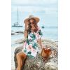 Ekouaer Women’s Cover Ups Casual Swimsuit Coverups Flowy Tie Waist Beach Cover Up Dress(White Pink Floral)