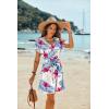 Ekouaer Women’s Cover Ups Casual Swimsuit Coverups Flowy Tie Waist Beach Cover Up Dress(White Red Floral)