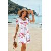 Ekouaer Women’s Cover Ups Casual Swimsuit Coverups Flowy Tie Waist Beach Cover Up Dress(White Small Floral)