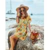 Ekouaer Women’s Cover Ups Casual Swimsuit Coverups Flowy Tie Waist Beach Cover Up Dress(Yellow Print)