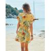 Ekouaer Women’s Cover Ups Casual Swimsuit Coverups Flowy Tie Waist Beach Cover Up Dress(Yellow Print)