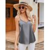 Ekouaer Women’s Lace Silk Satin Pajama Tank Tops V Neck Camisole Soft Spaghetti Strap Tops Loose Sleepwear S-3XL(Black / Grey)