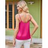 Ekouaer Women’s Lace Silk Satin Pajama Tank Tops V Neck Camisole Soft Spaghetti Strap Tops Loose Sleepwear S-3XL(Black / Rose Red)