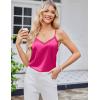 Ekouaer Women’s Lace Silk Satin Pajama Tank Tops V Neck Camisole Soft Spaghetti Strap Tops Loose Sleepwear S-3XL(Black / Rose Red)