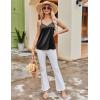 Ekouaer Women’s Lace Silk Satin Pajama Tank Tops V Neck Camisole Soft Spaghetti Strap Tops Loose Sleepwear S-3XL(Black / White)