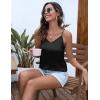 Ekouaer Women’s Lace Silk Satin Pajama Tank Tops V Neck Camisole Soft Spaghetti Strap Tops Loose Sleepwear S-3XL(Black)