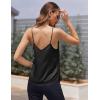 Ekouaer Women’s Lace Silk Satin Pajama Tank Tops V Neck Camisole Soft Spaghetti Strap Tops Loose Sleepwear S-3XL(Black)