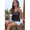 Ekouaer Women’s Lace Silk Satin Pajama Tank Tops V Neck Camisole Soft Spaghetti Strap Tops Loose Sleepwear S-3XL(Black Stripes)