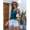 Ekouaer Women’s Lace Silk Satin Pajama Tank Tops V Neck Camisole Soft Spaghetti Strap Tops Loose Sleepwear S-3XL(Blue Green)