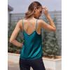 Ekouaer Women’s Lace Silk Satin Pajama Tank Tops V Neck Camisole Soft Spaghetti Strap Tops Loose Sleepwear S-3XL(Blue Green)