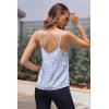 Ekouaer Women’s Lace Silk Satin Pajama Tank Tops V Neck Camisole Soft Spaghetti Strap Tops Loose Sleepwear S-3XL(Blue and White Leaves)
