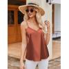 Ekouaer Women’s Lace Silk Satin Pajama Tank Tops V Neck Camisole Soft Spaghetti Strap Tops Loose Sleepwear S-3XL(Brown / Champagne)