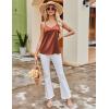 Ekouaer Women’s Lace Silk Satin Pajama Tank Tops V Neck Camisole Soft Spaghetti Strap Tops Loose Sleepwear S-3XL(Brown / Champagne)
