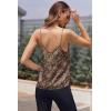Ekouaer Women’s Lace Silk Satin Pajama Tank Tops V Neck Camisole Soft Spaghetti Strap Tops Loose Sleepwear S-3XL(Brown Leaves)