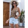 Ekouaer Women’s Lace Silk Satin Pajama Tank Tops V Neck Camisole Soft Spaghetti Strap Tops Loose Sleepwear S-3XL(Brown Leaves)