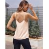Ekouaer Women’s Lace Silk Satin Pajama Tank Tops V Neck Camisole Soft Spaghetti Strap Tops Loose Sleepwear S-3XL(Champagne)