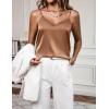 Ekouaer Women’s Lace Silk Satin Pajama Tank Tops V Neck Camisole Soft Spaghetti Strap Tops Loose Sleepwear S-3XL(Dark Khaki)