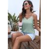 Ekouaer Women’s Lace Silk Satin Pajama Tank Tops V Neck Camisole Soft Spaghetti Strap Tops Loose Sleepwear S-3XL(Ice Green Stripes)