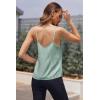 Ekouaer Women’s Lace Silk Satin Pajama Tank Tops V Neck Camisole Soft Spaghetti Strap Tops Loose Sleepwear S-3XL(Ice Green Stripes)