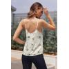 Ekouaer Women’s Lace Silk Satin Pajama Tank Tops V Neck Camisole Soft Spaghetti Strap Tops Loose Sleepwear S-3XL(Ink Flowers)