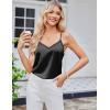 Ekouaer Women’s Lace Silk Satin Pajama Tank Tops V Neck Camisole Soft Spaghetti Strap Tops Loose Sleepwear S-3XL(Lake Green / Black)