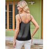 Ekouaer Women’s Lace Silk Satin Pajama Tank Tops V Neck Camisole Soft Spaghetti Strap Tops Loose Sleepwear S-3XL(Lake Green / Black)