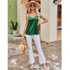 Ekouaer Women’s Lace Silk Satin Pajama Tank Tops V Neck Camisole Soft Spaghetti Strap Tops Loose Sleepwear S-3XL(Lake Green / Black)