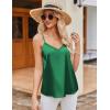 Ekouaer Women’s Lace Silk Satin Pajama Tank Tops V Neck Camisole Soft Spaghetti Strap Tops Loose Sleepwear S-3XL(Lake Green / Black)