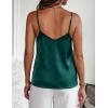 Ekouaer Women’s Lace Silk Satin Pajama Tank Tops V Neck Camisole Soft Spaghetti Strap Tops Loose Sleepwear S-3XL(Lake Green)