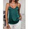 Ekouaer Women’s Lace Silk Satin Pajama Tank Tops V Neck Camisole Soft Spaghetti Strap Tops Loose Sleepwear S-3XL(Lake Green)